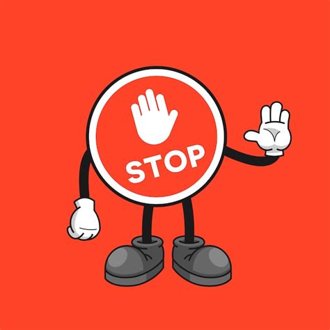 Premium Vector Stop Sign Cartoon Character With A Stop Hand Gesture