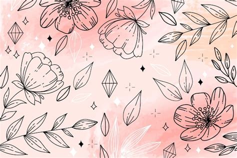 Fondo De Acuarela Rosa Y Flores Dibujadas A Mano Vector Gratis