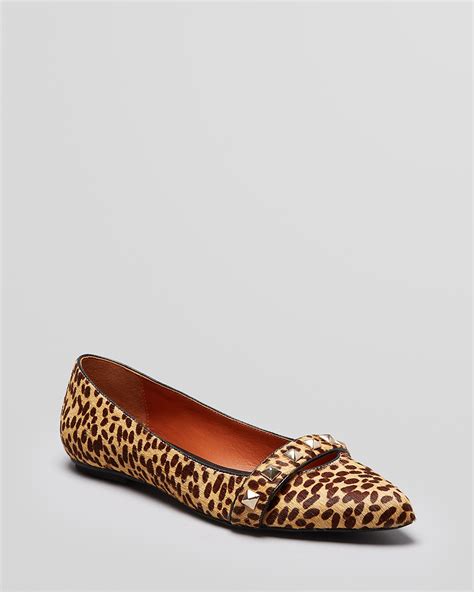 Rebecca Minkoff Pointed Toe Flats Studded Leopard Bloomingdales