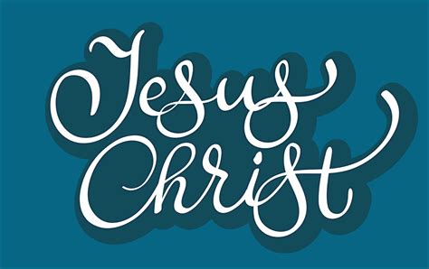 Vector Text Jesus Christ On Blue Background Calligraphy Lettering