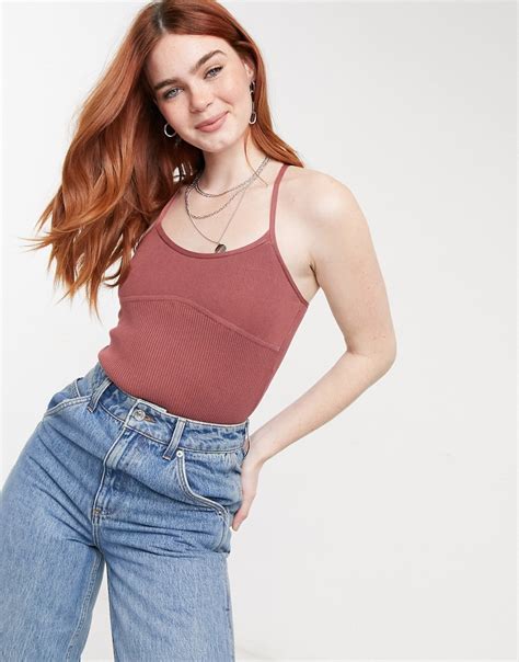 Asos Design Knitted Bodysuit In Brown Fashion Gone Rogue