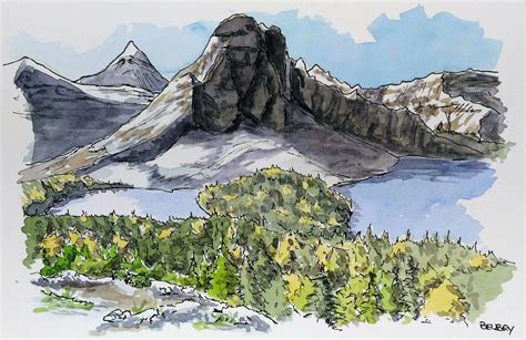 Mount Assiniboine British Columbia Canada Watercolor Painting By