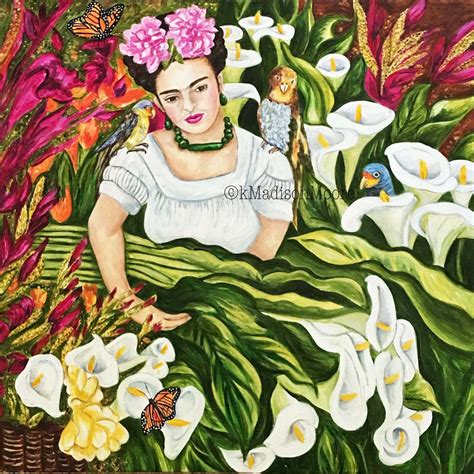 Frida Kahlo Art Pint Fridas Garden Print Mexican Wall Etsy Frida