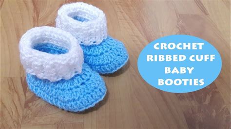 How To Crochet Ribbed Cuff Baby Booties Crochet With Samra Youtube