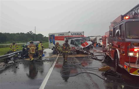 Firefighters Extricate Pickup Driver After Three Vehicle Crash On I 75