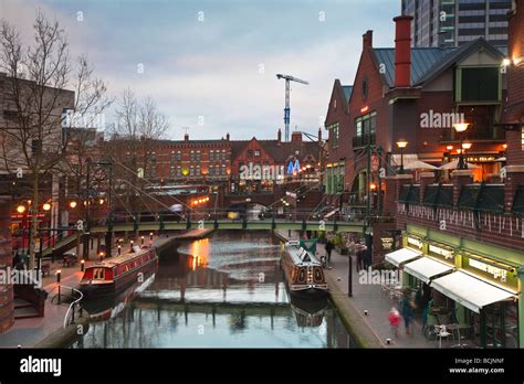 England, West Midlands, Birmingham, Brindley Place, Canal side Stock