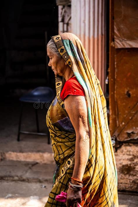 varanasi india 20 november 2019 indian woman wearing colorful traditional indian sari