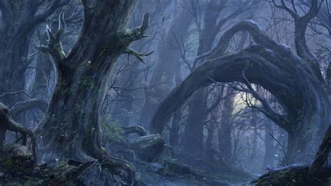 Download 1920x1080 Gothic Landscape Dark Forest Bushes