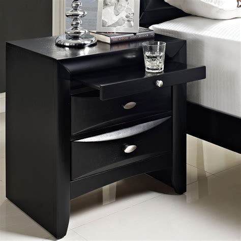 Roundhill Blemerey Fully Assembled Wood Nightstand Black Finish