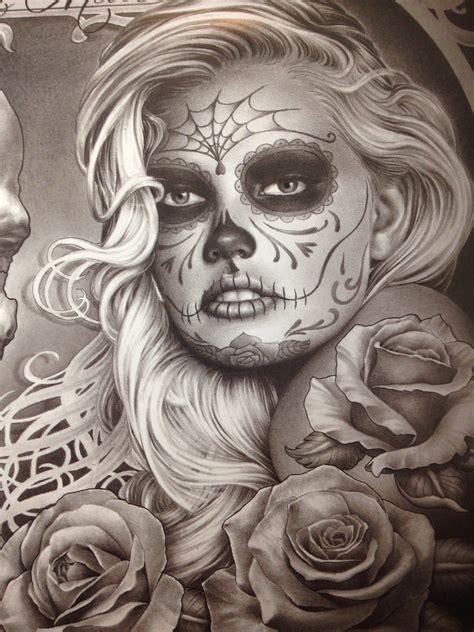 Pin By Bianca Doig On Coloring Chicano Art Tattoos Body Art Tattoos Skull Girl Tattoo