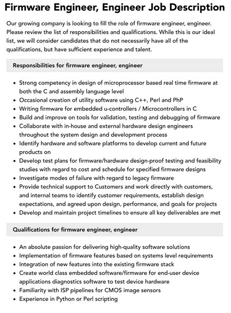 Firmware Engineer Engineer Job Description Velvet Jobs