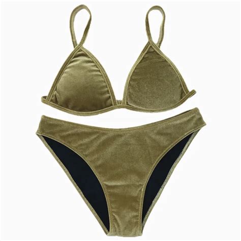 Velvet Bikini Set 2018 Women Swimsuit Monokini Bodysuit Swimming Suit Bathing Suits Swim Halter