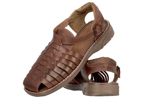 Mens Traditional Hand Woven Mexican Huaraches Genuine Leather Brown
