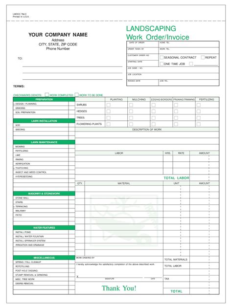 Landscaping Invoice Template Fill Online Printable Fillable Blank