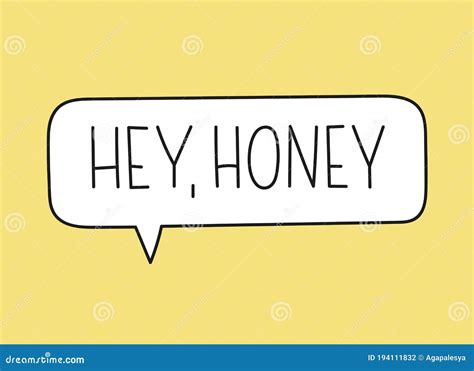 Hey Honey Inscription Handwritten Lettering Illustrationblack Vector