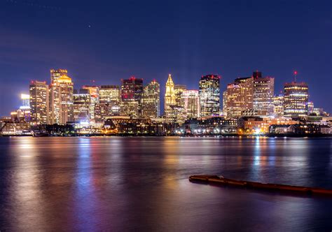 Boston Us Cityscape By Night