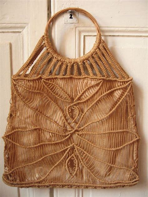 Sac à main macramé crochet en chanvre et bambou par LMsoVintage Sac à