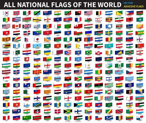 All Official National Flags Of The World Adhesive Design Vector 2524689