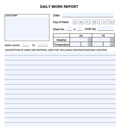 18 Daily Work Report Templates Free Word Excel Samples