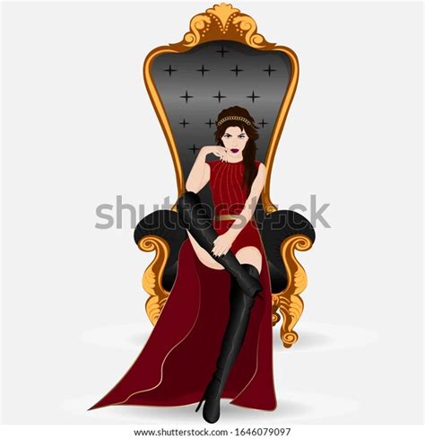 Queen Sitting On Throne Vector Art Stock Vector Royalty Free