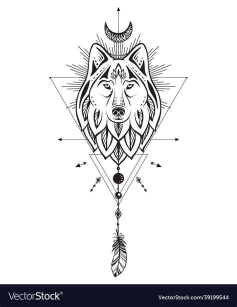 Black And White Wolf Moon Royalty Free Vector Image