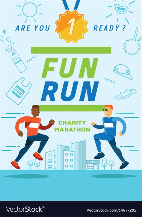 Fun Running Charity Marathon Poster Royalty Free Vector