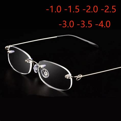 rimless metal frame nearsighted glasses ultralight shortsighted myopia glasses women men 1 0 1