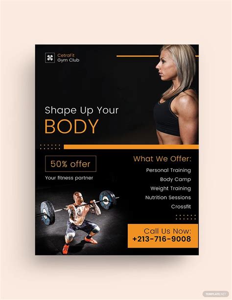 Gym Fitness Flyer Template In Indesign Publisher Illustrator Pages