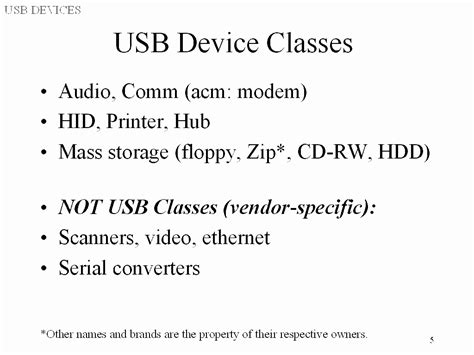 Usb Device Classes