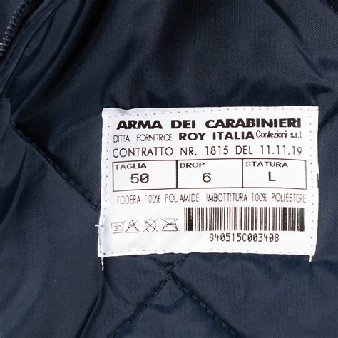 Italian Lining For Carabinieri Jacket Blue Like New Military