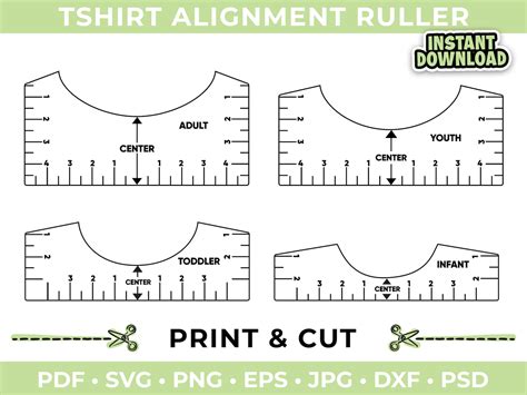 T Shirt Alignment Ruler Print At Home Guide Tool Placement On Shirts