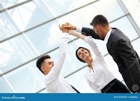 Business People Celebrate Successful Project Team Work Stock Photo