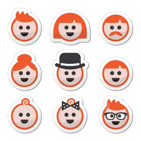 People With Ginger Vector Hair Icons Set Avatar Newborn Hair Vector Avatar Newborn Hair Png
