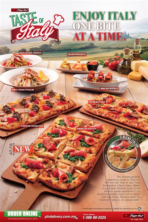 The menu of pizza hut is primarily pizza, but other items are offered; Around the World: Pizza Hut Malaysia - New Taste of Italy ...