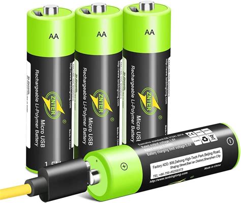 Aa Batteries Pack Usb Rechargeable Double A Lithium Batteries Li Ion Battery Cell V