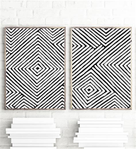 Abstract Art Print Set Of 2 Prints Geometric Wall Art Etsy