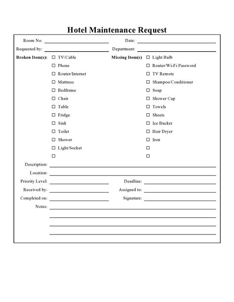 Free Printable Maintenance Request Form Template