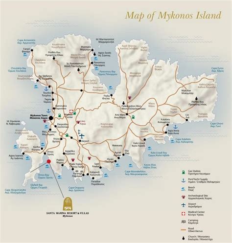 Mykonos Tourist Map In Tourist Map Mykonos Map