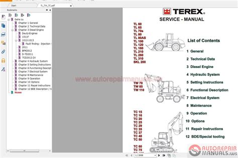 Terex Wheeled Excavator Tltwtc Service Manual Auto Repair Manual