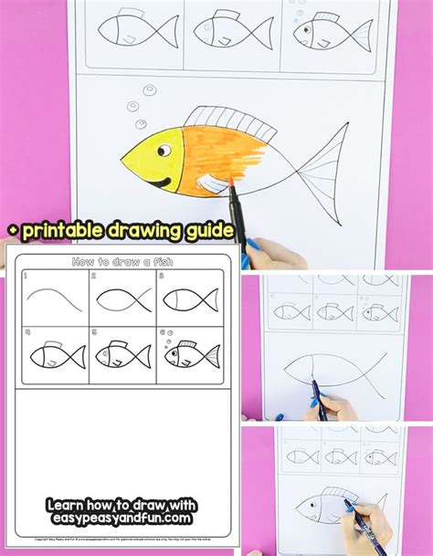 How To Draw A Fish Step By Step Tutorial For Kids Printable Easy