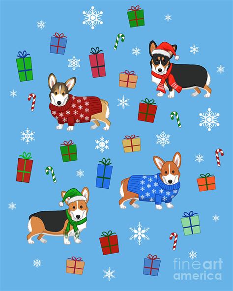 Cute Christmas Corgis Painting By Crista Forest Pixels