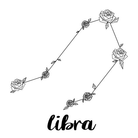 Libra Line Drawing Star Chart Flower Creativity Libra Line Draw