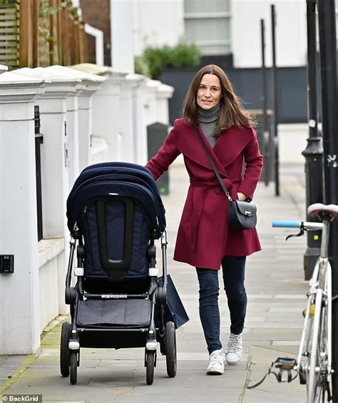 Pippa Middleton Wraps Up Warm In A Burgundy Coat As She Takes A Stroll With Baby Arthur Daily