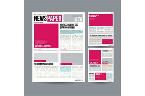 There is no standard size for this newspaper format. Tabloid Newspaper Design Template Vector. Images, Articles ...