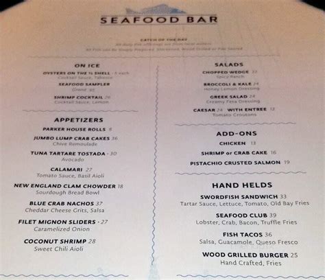 Menu Of Seafood Bar At The Breakers In Palm Beach Fl 33480