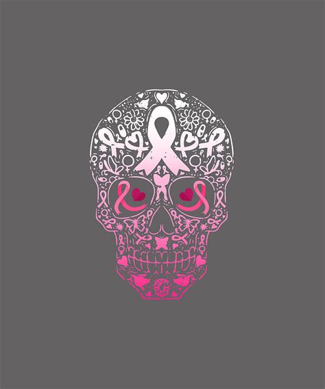 Skull Pink Ribbon Day Of The Dead Breast Cancer Awareness Tshirt