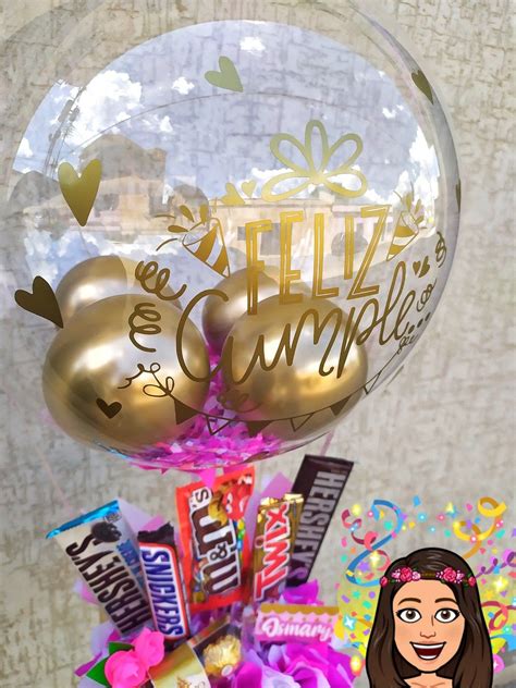 Arreglo Con Dulces Y Globo Burbuja Personalizado Globos