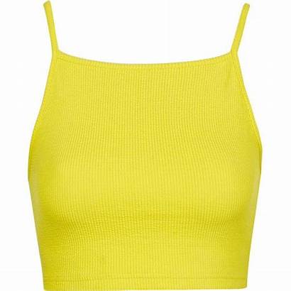 Yellow Tank Crop Shirt Polyvore Tops Ribbed