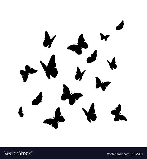 Beautiful Butterfly Silhouette Isolated On White Vector Image