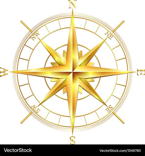 Golden Compass Rose Royalty Free Vector Image Vectorstock